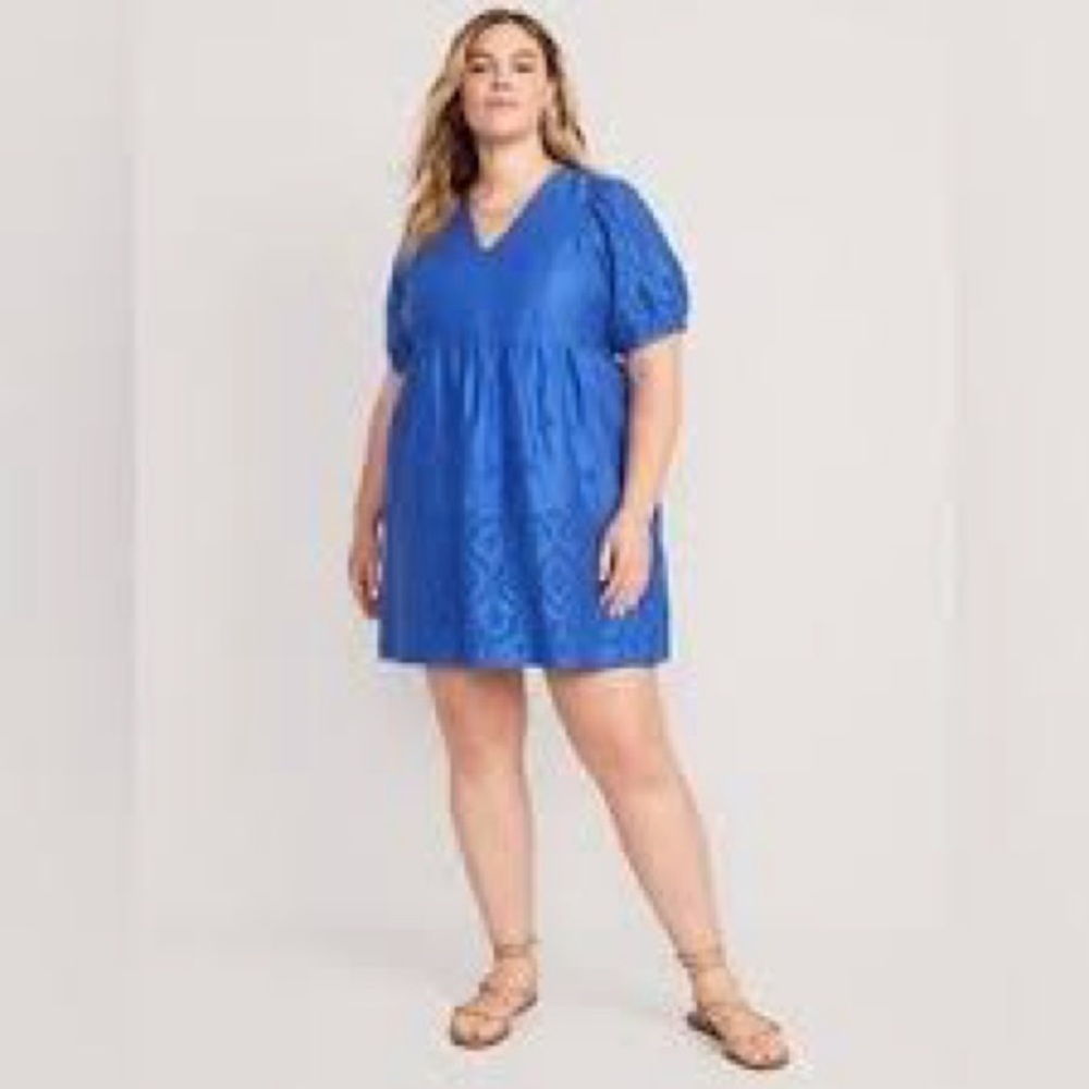Old Navy royal blue eyelet short sleeve min dress 4X NWT